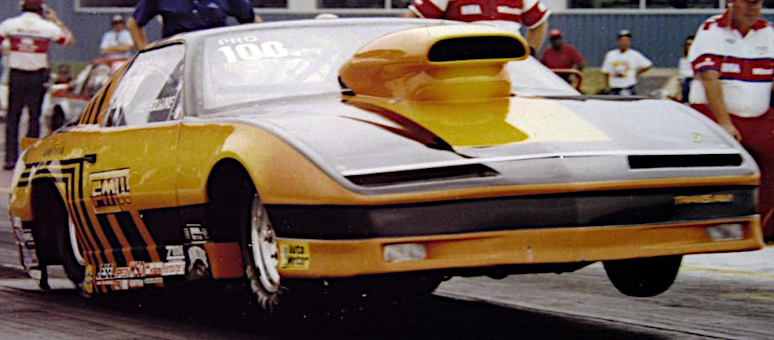 85 Pro Stock Firebird on track